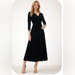 New Embellished Tie Waist Dress CHAUS